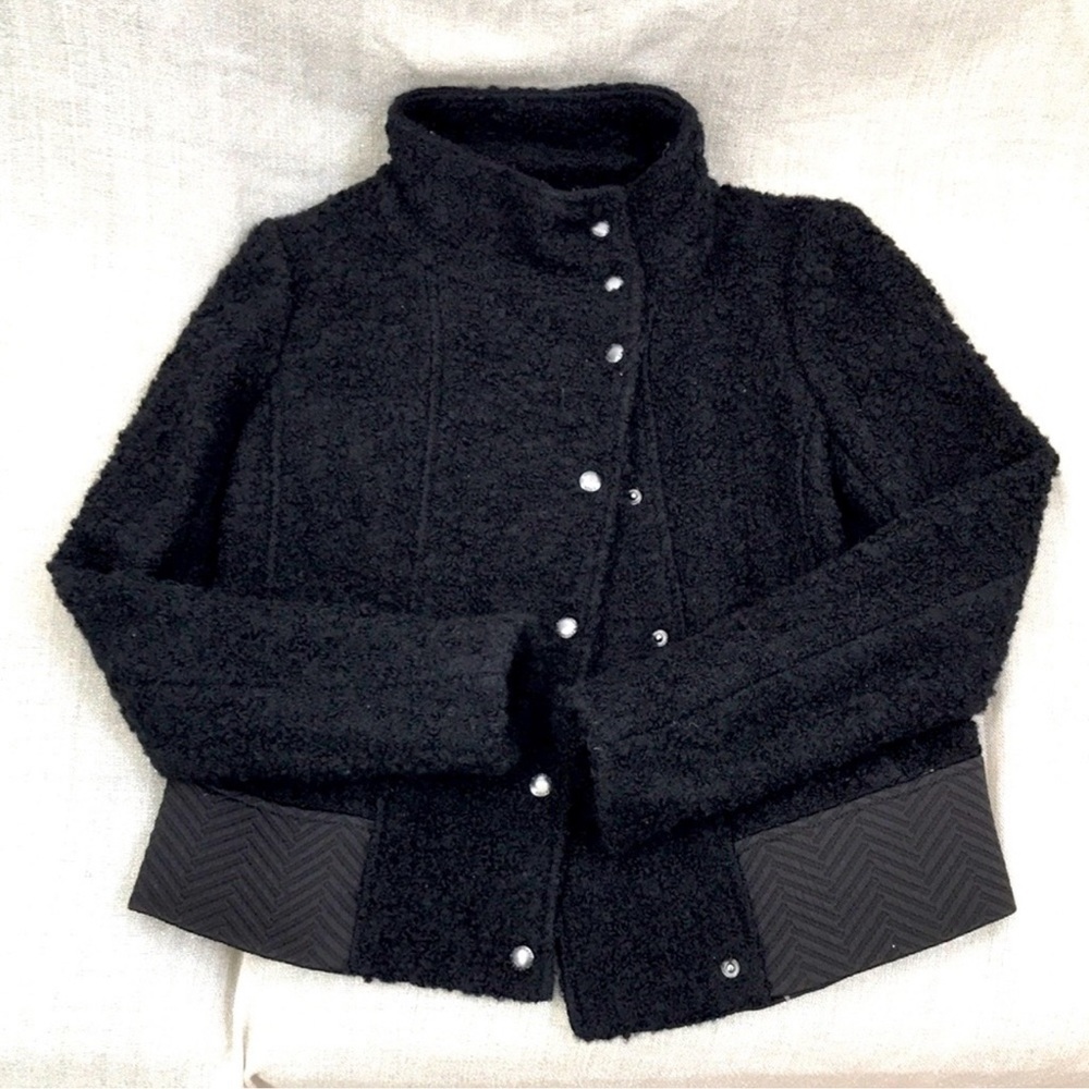 Banana Republic Boucle Funnel Neck Moto Jacket